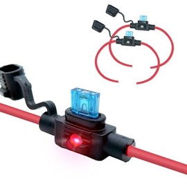partes PTT 2PACK impermeable, resistente al agua IP67 en línea ATO/ATC/fusible de cuchilla 30A con cubierta portafusibles 12 AWG para automoción/marino