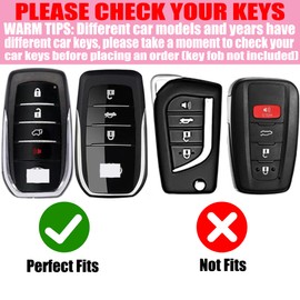 YIKECASE Key Fob Cover with Keychain Fit for Toyota Car Key Holder Compatible with Camry 2025, Venza 2019-2024, RAV4 Prime, Land Cruiser, Fortuner, Grand Highlander, Corolla, 4 Buttons (Silver)