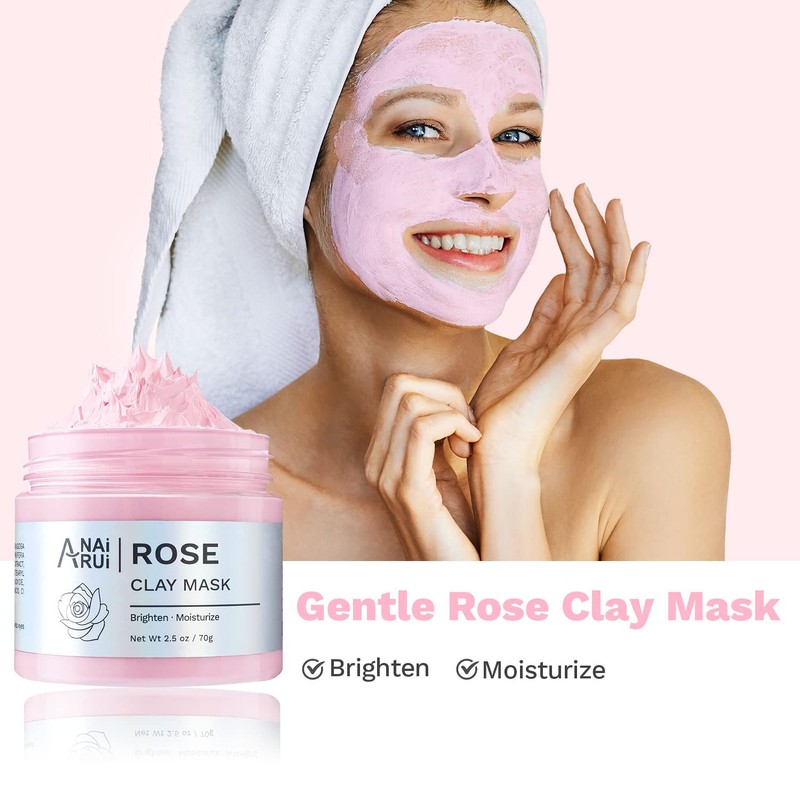 ANAIRUI Turmeric Clay Face Mask - Rose Pink Clay Facial