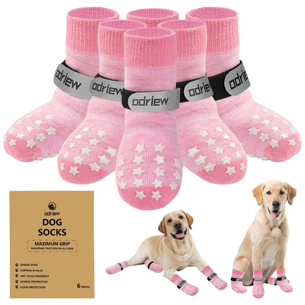 Odriew 6 PCS Dog Socks to Prevent Licking Paws, Double-Sided