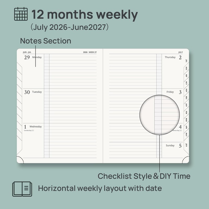 POPRUN Planner 2026-2027 (Size 6.75"x 8.75"), Academic Year Weekly Planner