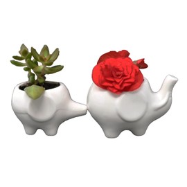 Ceramic Planters for House Plants-Plant Pots Set for Indoor & Outdoor Use (Mama & Baby Elephant Set) by Arad