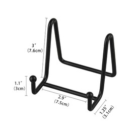 Soporte de placa para exposición, soporte de caballete de hierro, soporte de marco de fotos para fotos, placa decorativa, plato, arte de mesa, 3 pulgadas, negro