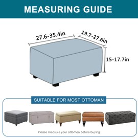 KRFOONN Stretch Ottoman Cover Slipcovers Rectangle Fit Length 27"-35" Footrest Stool Covers Printed Ottoman Cover for Foot Stool Furniture Protector with Non Slip Elastic Bottom, Color 04