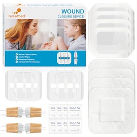 Greetmed Tiras De Cierre De Heridas De Emergencia - Kit De 16 Piezas Para Cierre De Laceraciones - 2 Tipos De Cierre De Heridas Zipstitch - Kit De Sut