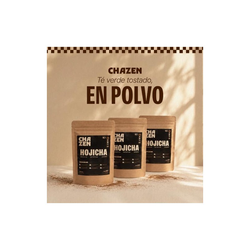 Hojicha Polvo Orgánico Japonés Chazen 50g Verde Tostado
