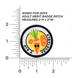 Winks For Days Adulting Merit Badge Embroidered Iron-On Patch (Ate a Vegetable)