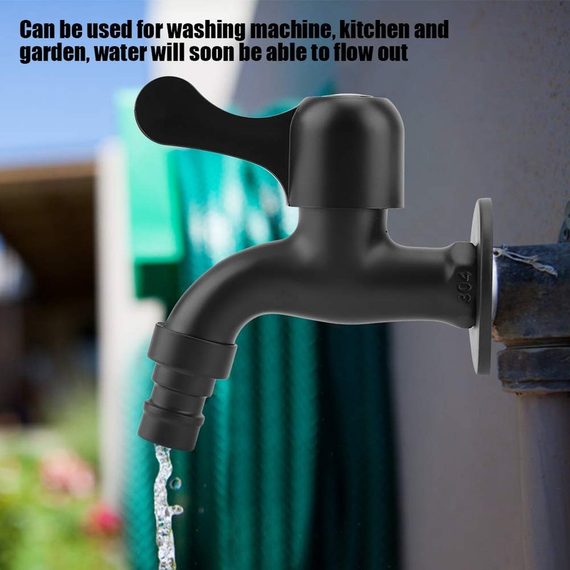 Black Wall Mounted Cold Water Faucet 304 Stainless Steel Outdoor