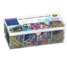 Officemate Organizer Value Pack, 520 Count of 70 Giant Paperclips, 270 of PVC Paperclips, 50 Mini Binderclips, 130 Pushpins, Metallic Assorted Colors (97301)