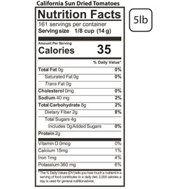 Traina Home Grown California Sun Dried Tomato Halves - Healthy, Non GMO, Gluten Free, Kosher Certified, Tomatoes are a low calorie food, Value Size (5 lbs)