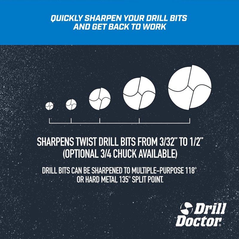 Drill Doctor DD500X Twist Drill Bit Sharpener - 3/32" to