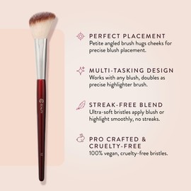 BK BEAUTY 112 SMALL ANGLED FACE BRUSH – Precise Angled Blush Brush for Soft, Natural Blend, Ideal for Blush on Smaller Faces & Highlighting