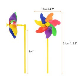 HARFINGTON Rainbow Pinwheels 12.2 Inch 7 Leaves Wind Plastic Windmill for Party Decorations Outdoor Decor Lawn Yard Garden Patio, Colorful
