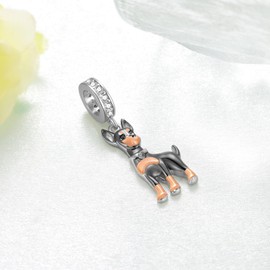 Lieditia Doberman Gifts 925 Sterling Silver Doberman Charms for Bracelet Dog Jewelry Gifts for Women Dog Lovers