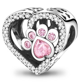 Pandach Women’s Charm Pendant for Bracelet, 925 Sterling Silver Charms Beads Suitable for Bracelet and Necklace, Compatible with European Bracelets for Women / Girls, Sterling Silver, Cubic Zirconia