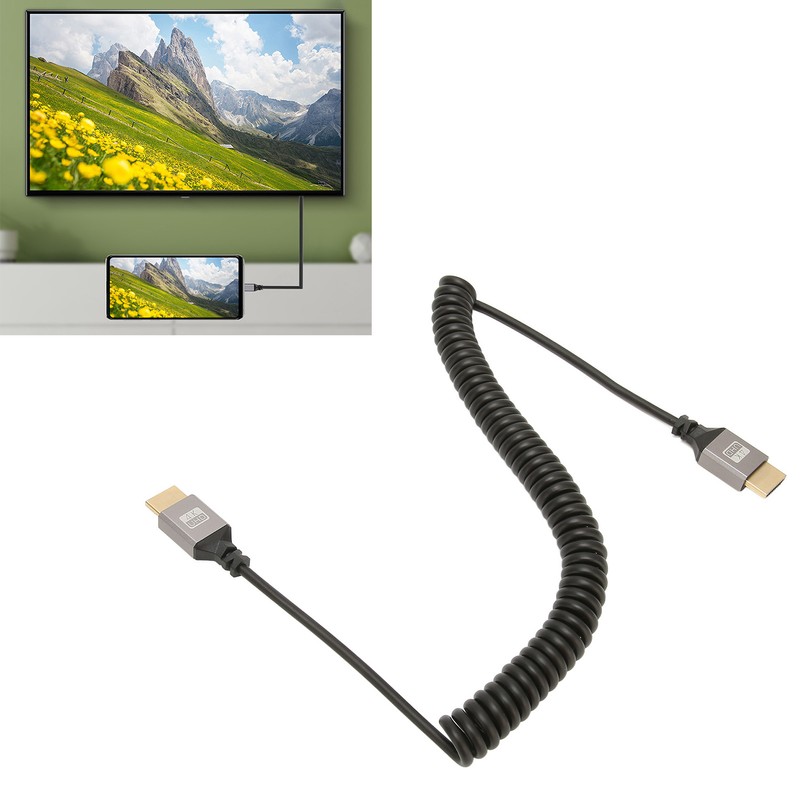 HD Multimedia Interface Coiled Cable High Speed 4K 60Hz Male