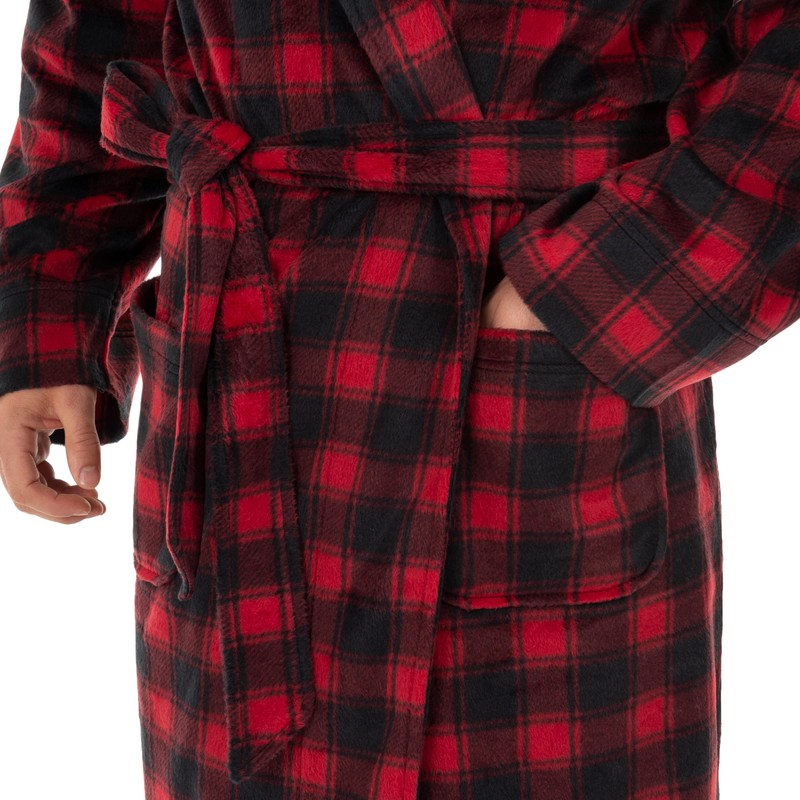 IZOD Men's Micro Sueded Robe, Red, One Size