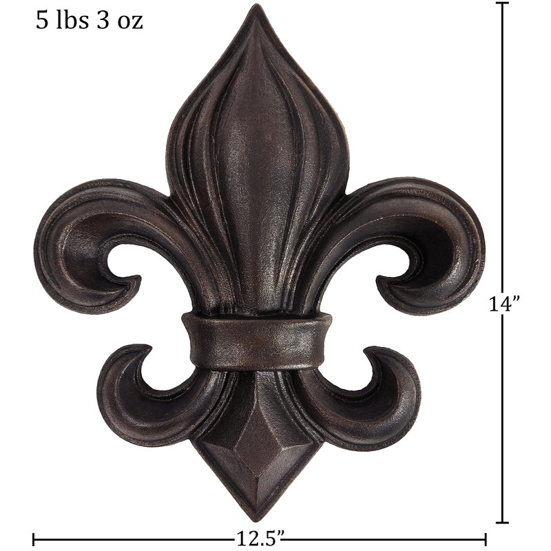 Lulu Decor, Cast Iron 14" Fleur De Lis Decoration Plaque
