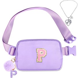 Belt Bag Fanny Pack for Girls - Women Initial Crossbody Bag for Birthday Gifts with Letter Patch Cute Graduation Gifts for Teens Kids Daughter Sister P