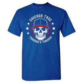 Chicago True Through & Through Men's Skull T-Shirt for Chicago Fans (Royal Shirt,S)