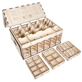 The Broken Token Elder Sign Compatible Arkham Museum Crate - Wooden Storage Box with Multiple Trays and Pockets
