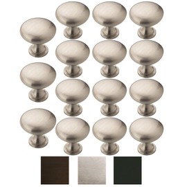 Litepak Cabinet Knob Mushroom Kitchen Furniture Handle Cupboard Door Pull 1.18", 30mm w/Screws (15-Pack, Satin Nickel)