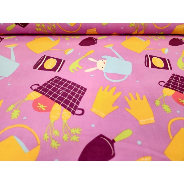 FreeSpirit Garden Bunny Cotton Quilt Fabric David Walker Free Spirit