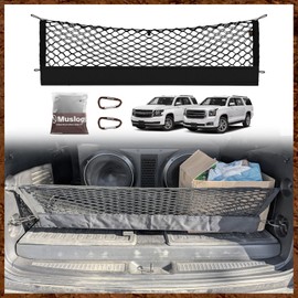 Muslogy Envelope Style Trunk Cargo Net Compatible with 2015-2020 Chevy Suburban, GMC Yukon XL Accessories Upgraded Mesh Storage Luggage Net with Metal Hooks