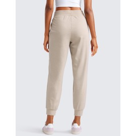 CRZ YOGA Cloud Jersey Joggers Sweatpants Women 25” Capri Casual Lounge Pajama Workout Sweat Pants with Pockets Mojave Tan Large