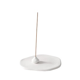 Soporte de incienso hecho a mano Irregula de cerámica lisa para incienso, pomelo, calabaza, quemador de incienso para decoración del hogar, yoga, meditación zen (blanco palomelo)