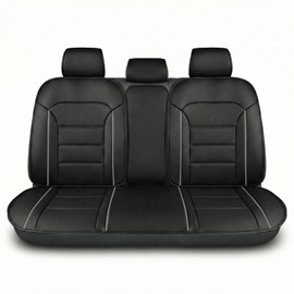 FH Group Universal Fit Back Seat Faux Leather Car Seat Cover, Rear Seat Covers for Cars with Rear Split Bench, Car Interior Accessories for SUV, Sedan, Van, Gray