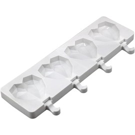 1 Pack Cute Diamond Heart Shape Popsicle Molds Silicone Ice Pop Molds 4 Cavities Popsicle Molds for Kids Adults Ice Cream Mold Cakesicles Mould DIY Popsicle Maker Homemade Popsicle Silicone Molds S