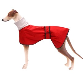 Greyhound Raincoat with Reflective Trim, Waterproof, Adjustable Vest - Stylish Premium Dog Raincoats for Greyhounds, Lurchers and Whippets - Red - XXLarge