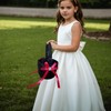 Black Flower Girl Basket and Ring Bearer Pillow Set, Red