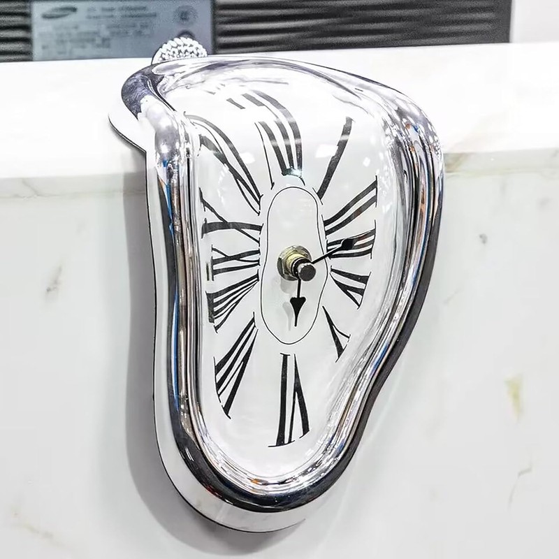 Nicoone Melting Clock,Creative Surrealism Decorative Dali Watch,L-Shaped Curved Surface Over