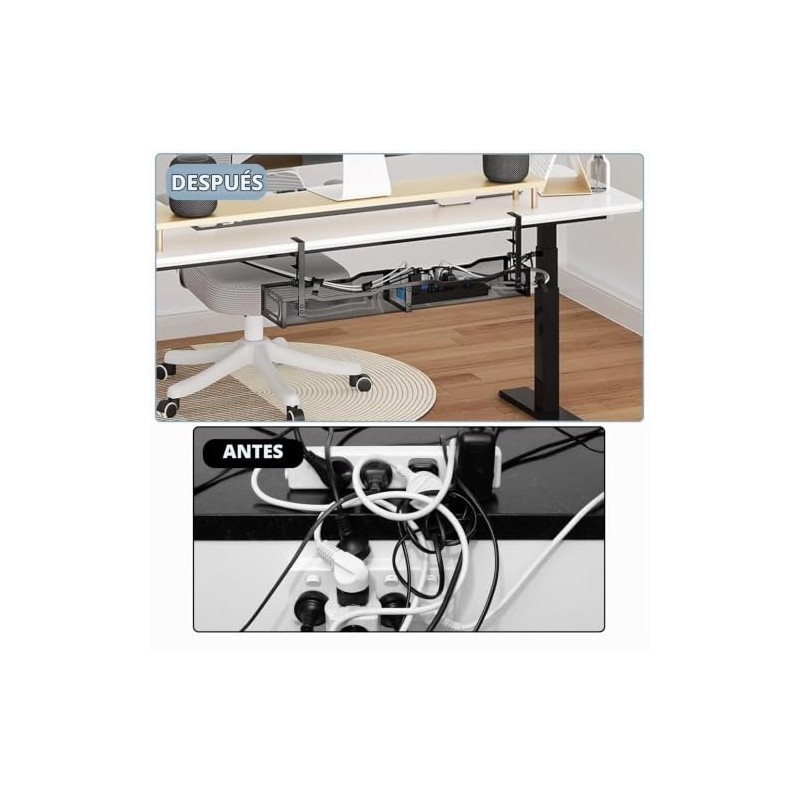 Bandeja de gestión de cables de 25 pulgadas, metal negro,