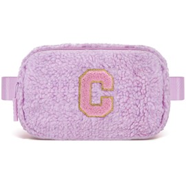 Uygafly Belt Bag with Initials,Fanny Packs Crossbody Bags for Women Girls Kids,Birthday Graduation Gifts for 5 6 7 8 9 10 11 12 13 14 15 16 Year Old Girl,Trendy Cute Purse Stuff - C,Lavender
