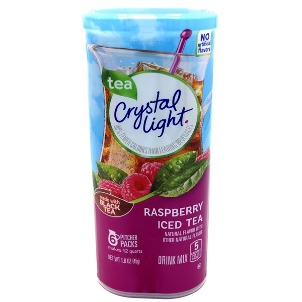 Crystal Light Raspberry Tea, made with Black Tea, (12-Quart) 1.6-Ounce Canisters (Pack of 6)
