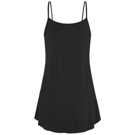 Viracy Tunic Tank Tops for Women, Ladies Basic Camisoles Loose Casual Summer Pleats Flowy Sleeveless Shirts Spaghetti Strap Dressy A Line Hem Ruched Elastic Work Office Cami Black L