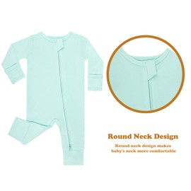 GUISBY Long Sleeve Cotton Pajamas Footless Baby Bodysuits with Zipper and Mittens 3-Pack for Boys Girls Pink+Purple+Light Green Newborn