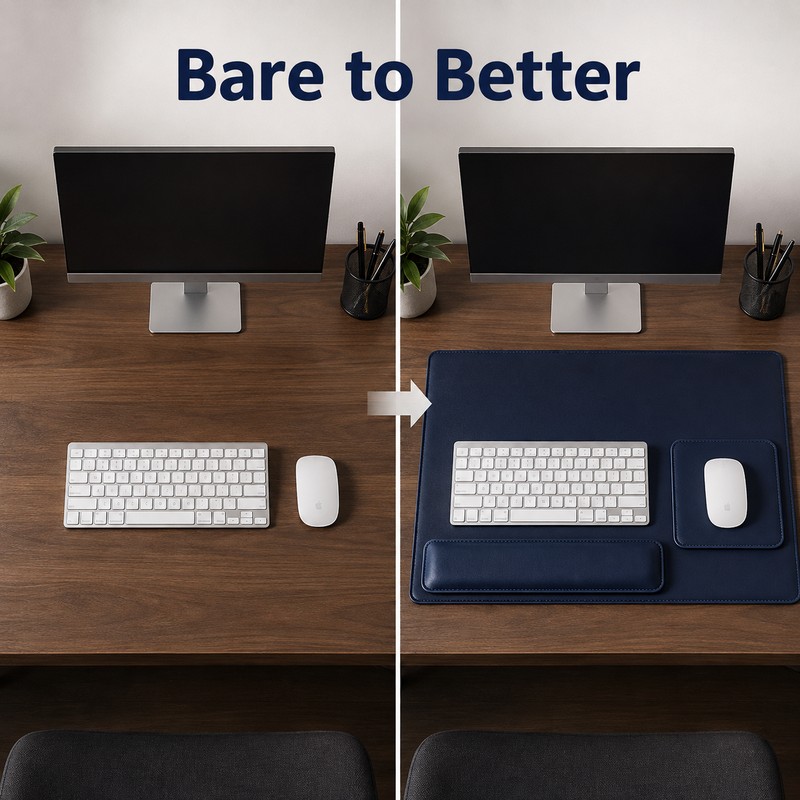 Waterproof PU Leather Desk Mat Set for Office & Gaming