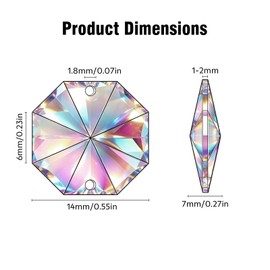 200Pcs 14mm K9 Crystal Octagon Beads AB Finish for DIY