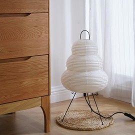 Inblissy Japanese Noguchi Inspired Table Lamp Zen Rice Paper Lantern with Warm Light for Bedroom Living Room or Office Modern Japandi Decor(Segment)