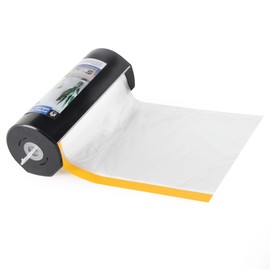 Voomey Pre-Taped Masking Film with Dispenser, Painters Tape with Plastic Attached, Automotive Painters Tape and Drape for Appliances, Furniture, Wood Surfaces & DIY Projects - 8ft x 49ft