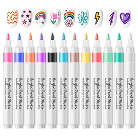 CAHIUYOA 12 Colors Nail Art Pens Set 3D Nail Art Markers Quick Dry & Long Lasting Nail Polish Pens for Painting Nails DIY Nail Design Nail Pens for Nail Art Kit