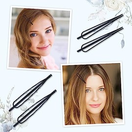 Cinaci Paquete De 40 Horquillas Para El Pelo De Metal Negro Sencillas Lisas Y Antideslizantes Con 8 Estilos Accesorios Para El Cabello Para Mujeres Y 