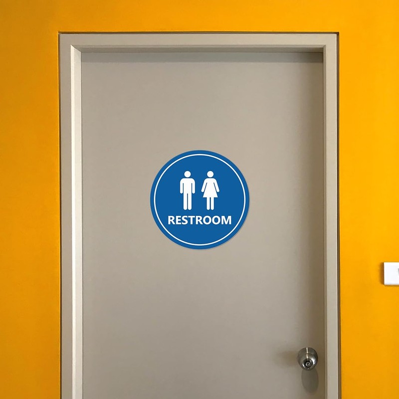 Signs ByLITA Circle Unisex Restroom Sign (White) - Large