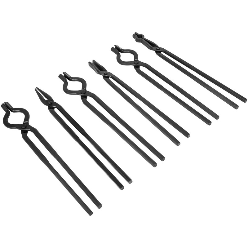 Yoursme Beginner Blacksmith Tongs Set: 1/4 Flat Jaw, Pick Up,