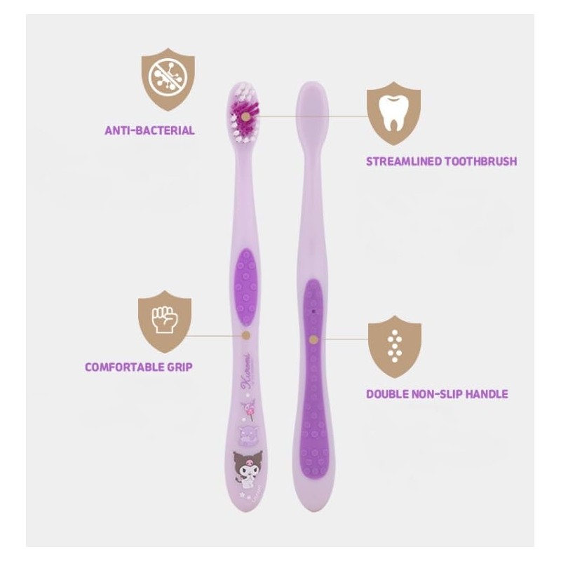 Generic Individually Packaged Cute Toothbrush Set, Compact Head (Purple, 3