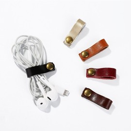 Cable Clips, MAVEEK Cow Leather Cable Holder, Cord Clip, Cord Winder, Earphone Holder, Cable Cord Storage, 3 Pieces 12 Pieces